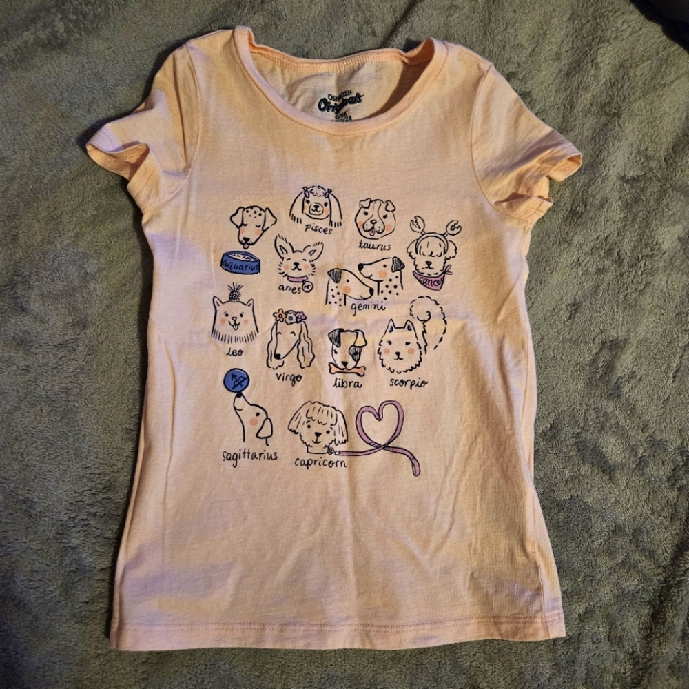 Pink Short-sleeved Dog Zodiac top